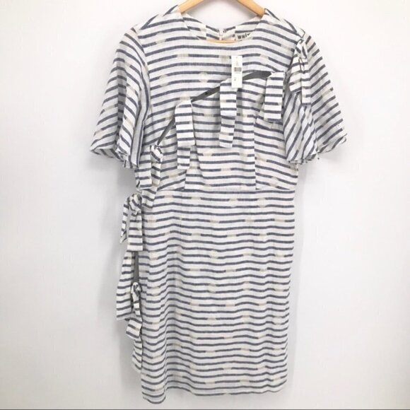 NWT Anthropologie SPRING Bows and Stripes Sheath Dress SIZE 0 - Picture 1 of 6